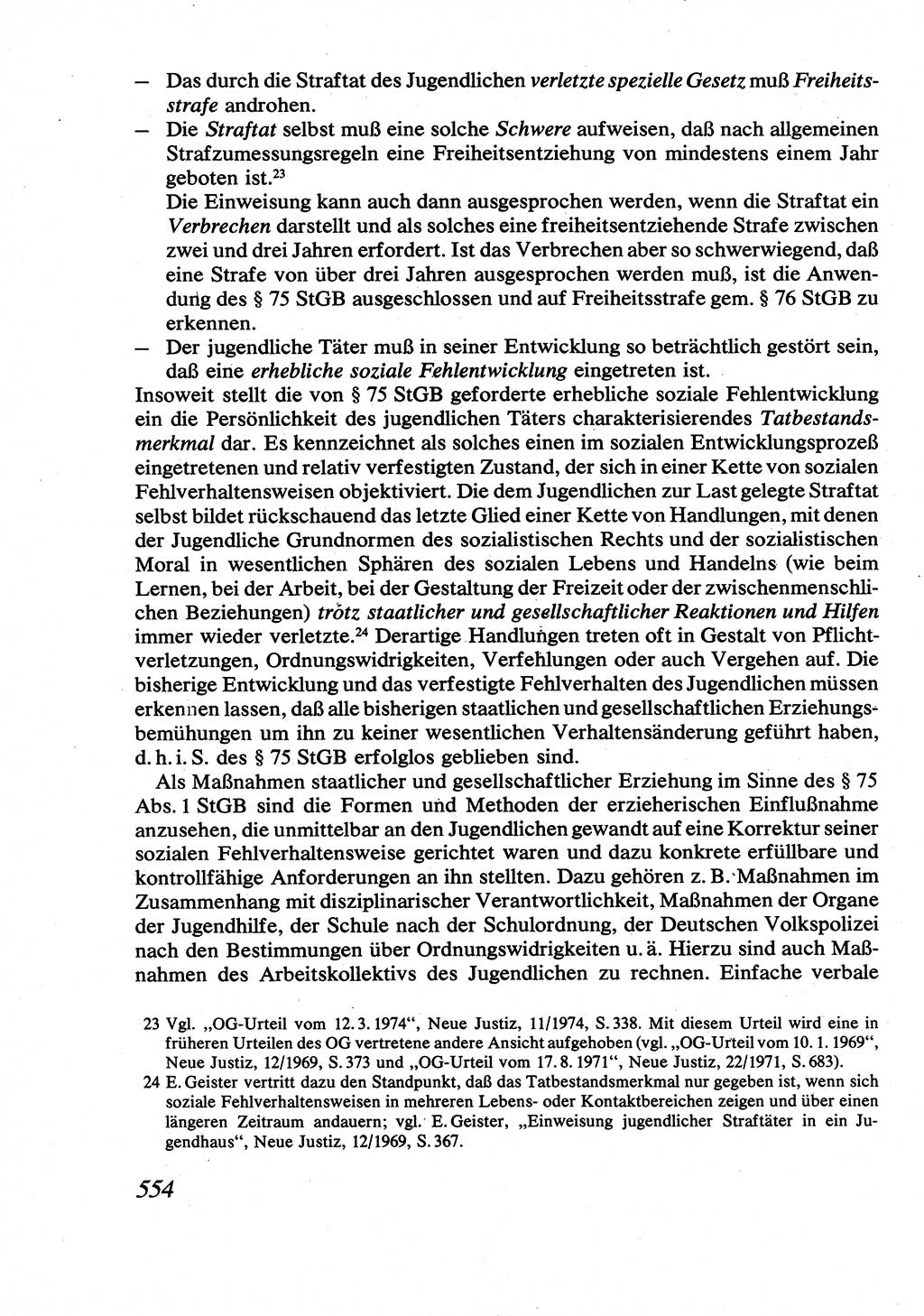 Strafrecht [Deutsche Demokratische Republik (DDR)], Allgemeiner Teil, Lehrbuch 1976, Seite 554 (Strafr. DDR AT Lb. 1976, S. 554)