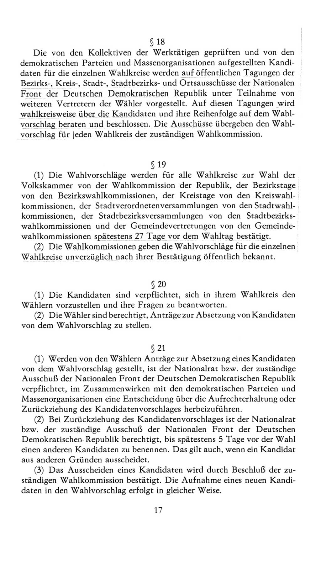 Volkskammer (VK) der Deutschen Demokratischen Republik (DDR), 7. Wahlperiode 1976-1981, Seite 17 (VK. DDR 7. WP. 1976-1981, S. 17)