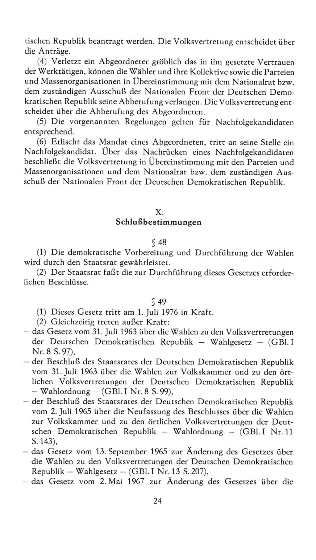 Volkskammer (VK) der Deutschen Demokratischen Republik (DDR), 7. Wahlperiode 1976-1981, Seite 24 (VK. DDR 7. WP. 1976-1981, S. 24)