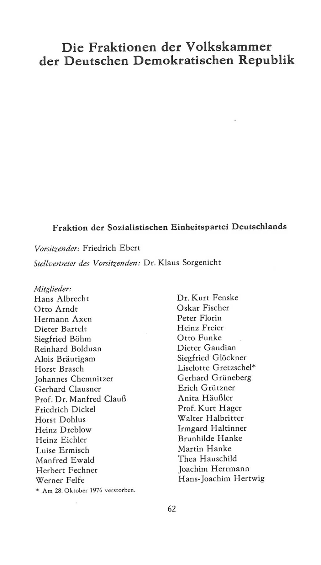 Volkskammer (VK) der Deutschen Demokratischen Republik (DDR), 7. Wahlperiode 1976-1981, Seite 62 (VK. DDR 7. WP. 1976-1981, S. 62)