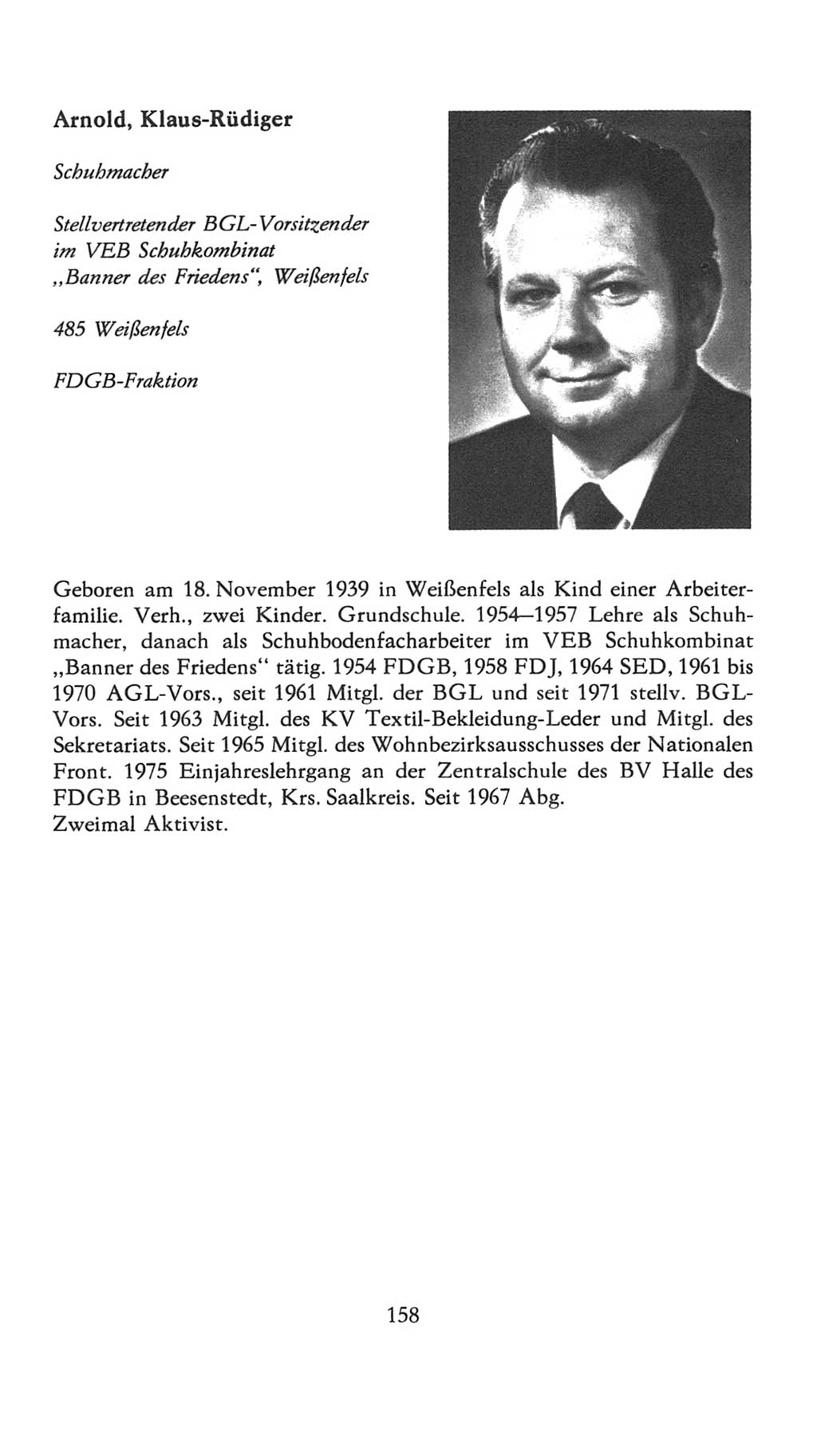 Volkskammer (VK) der Deutschen Demokratischen Republik (DDR), 7. Wahlperiode 1976-1981, Seite 158 (VK. DDR 7. WP. 1976-1981, S. 158)