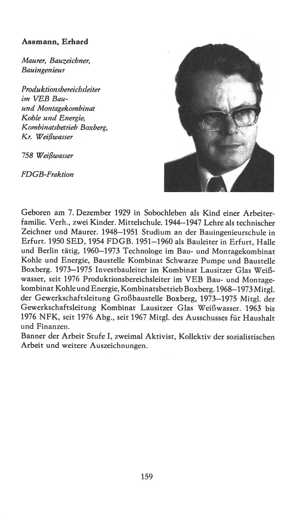 Volkskammer (VK) der Deutschen Demokratischen Republik (DDR), 7. Wahlperiode 1976-1981, Seite 159 (VK. DDR 7. WP. 1976-1981, S. 159)
