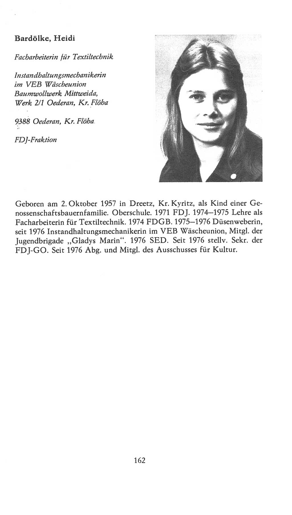 Volkskammer (VK) der Deutschen Demokratischen Republik (DDR), 7. Wahlperiode 1976-1981, Seite 162 (VK. DDR 7. WP. 1976-1981, S. 162)