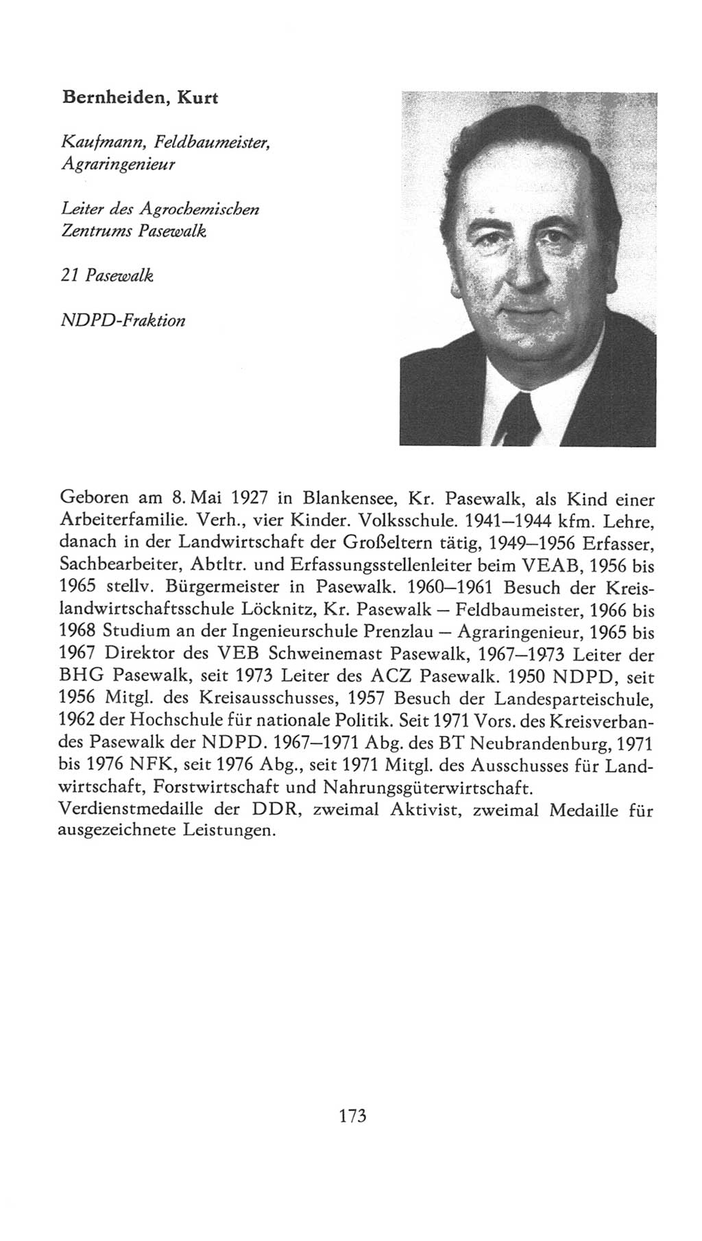 Volkskammer (VK) der Deutschen Demokratischen Republik (DDR), 7. Wahlperiode 1976-1981, Seite 173 (VK. DDR 7. WP. 1976-1981, S. 173)
