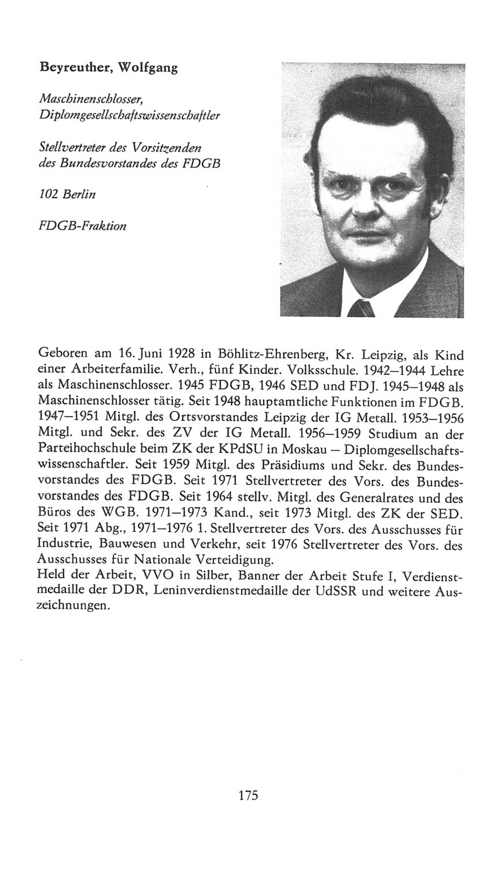 Volkskammer (VK) der Deutschen Demokratischen Republik (DDR), 7. Wahlperiode 1976-1981, Seite 175 (VK. DDR 7. WP. 1976-1981, S. 175)