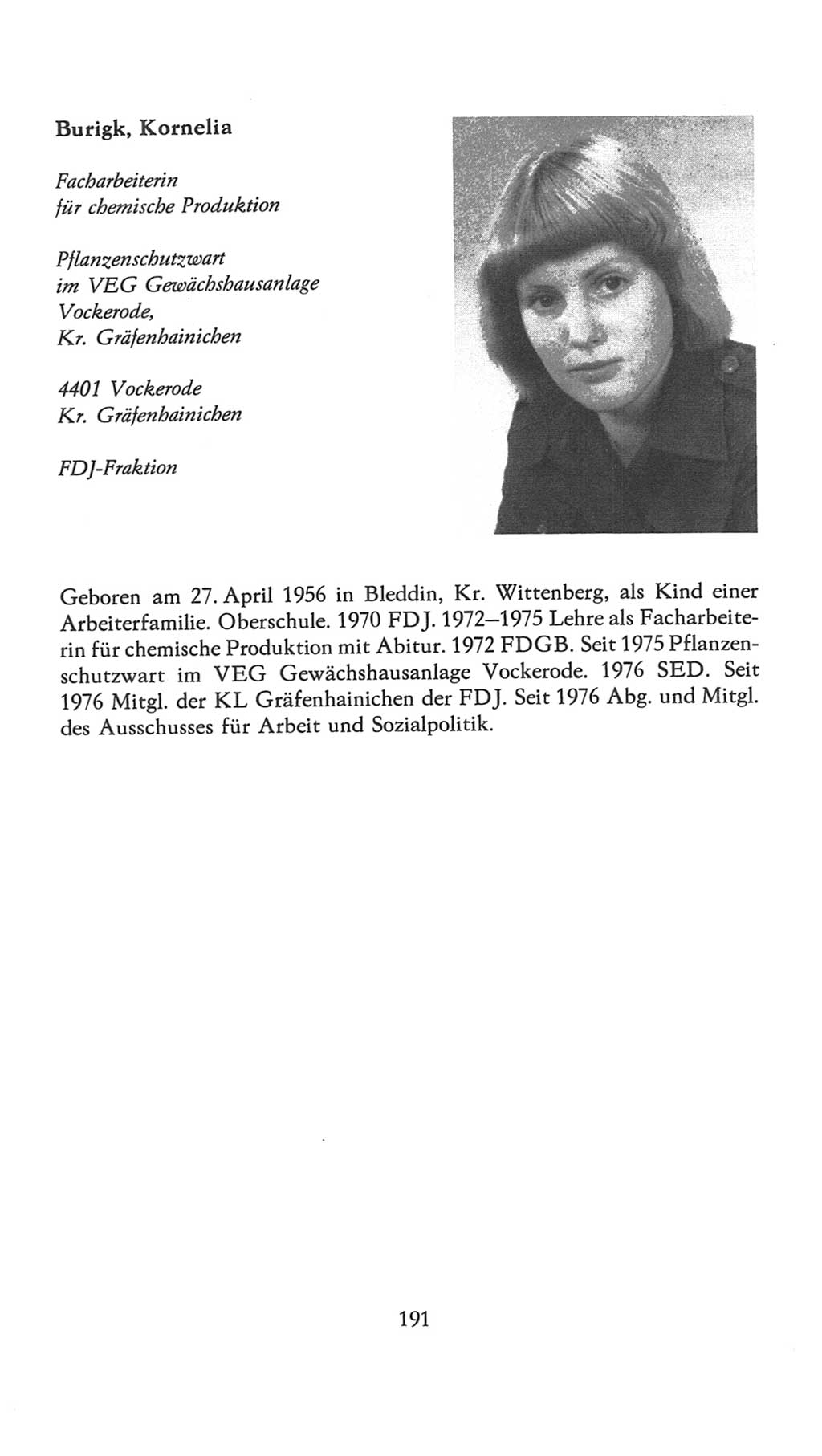 Volkskammer (VK) der Deutschen Demokratischen Republik (DDR), 7. Wahlperiode 1976-1981, Seite 191 (VK. DDR 7. WP. 1976-1981, S. 191)