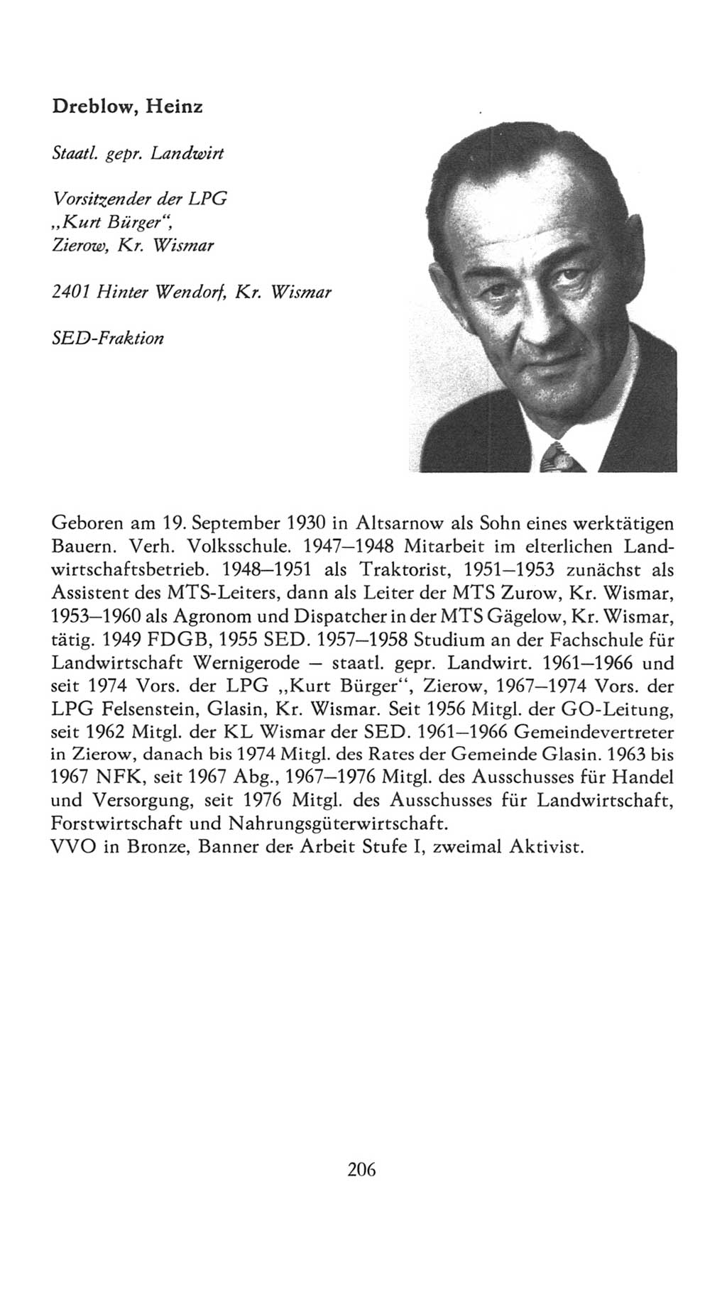 Volkskammer (VK) der Deutschen Demokratischen Republik (DDR), 7. Wahlperiode 1976-1981, Seite 206 (VK. DDR 7. WP. 1976-1981, S. 206)