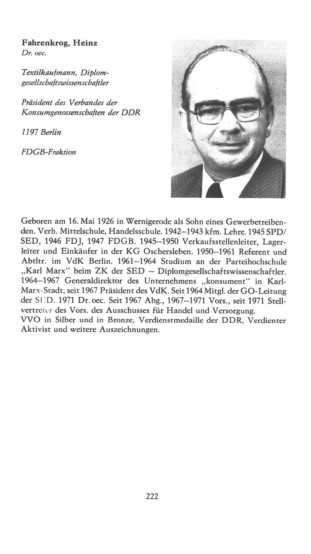Volkskammer (VK) der Deutschen Demokratischen Republik (DDR), 7. Wahlperiode 1976-1981, Seite 222 (VK. DDR 7. WP. 1976-1981, S. 222)