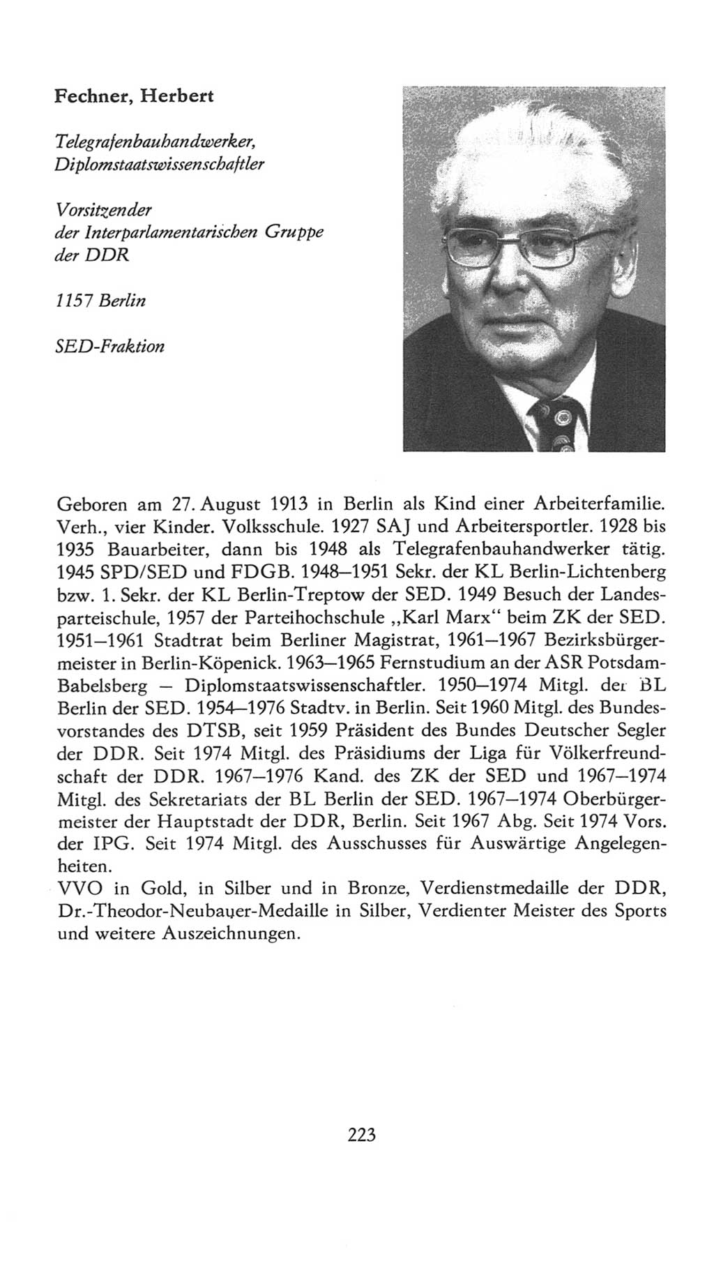 Volkskammer (VK) der Deutschen Demokratischen Republik (DDR), 7. Wahlperiode 1976-1981, Seite 223 (VK. DDR 7. WP. 1976-1981, S. 223)