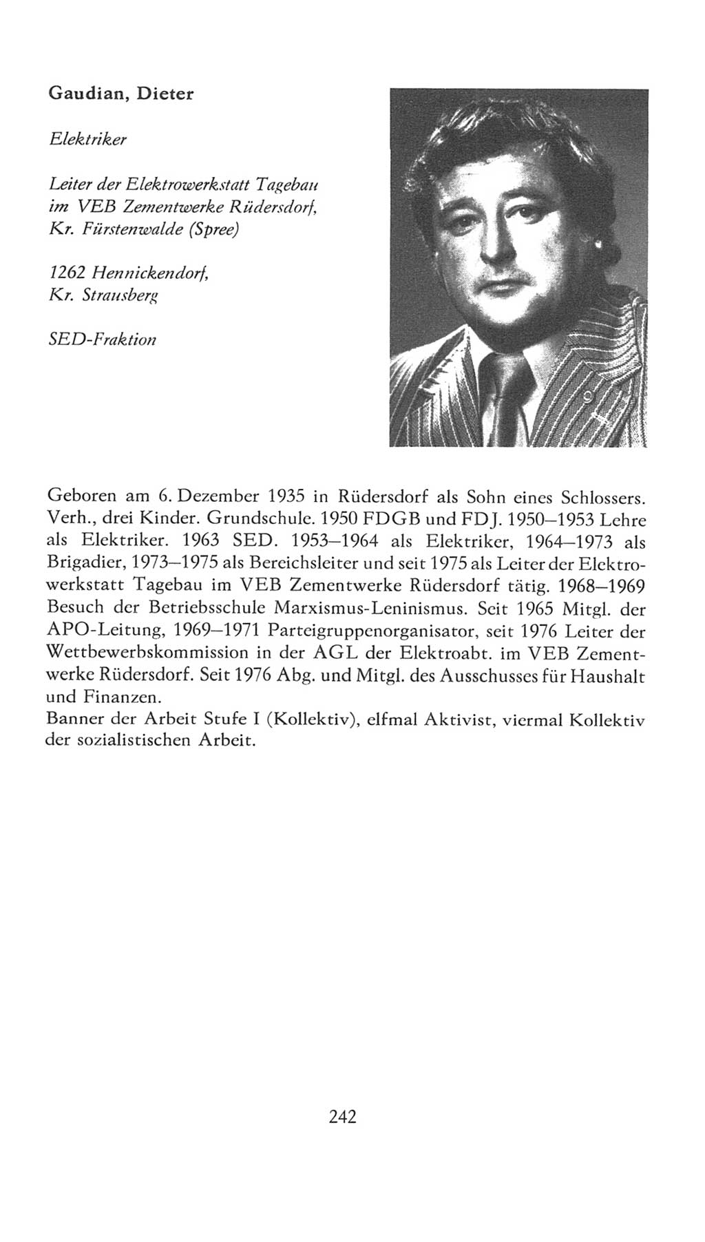 Volkskammer (VK) der Deutschen Demokratischen Republik (DDR), 7. Wahlperiode 1976-1981, Seite 242 (VK. DDR 7. WP. 1976-1981, S. 242)