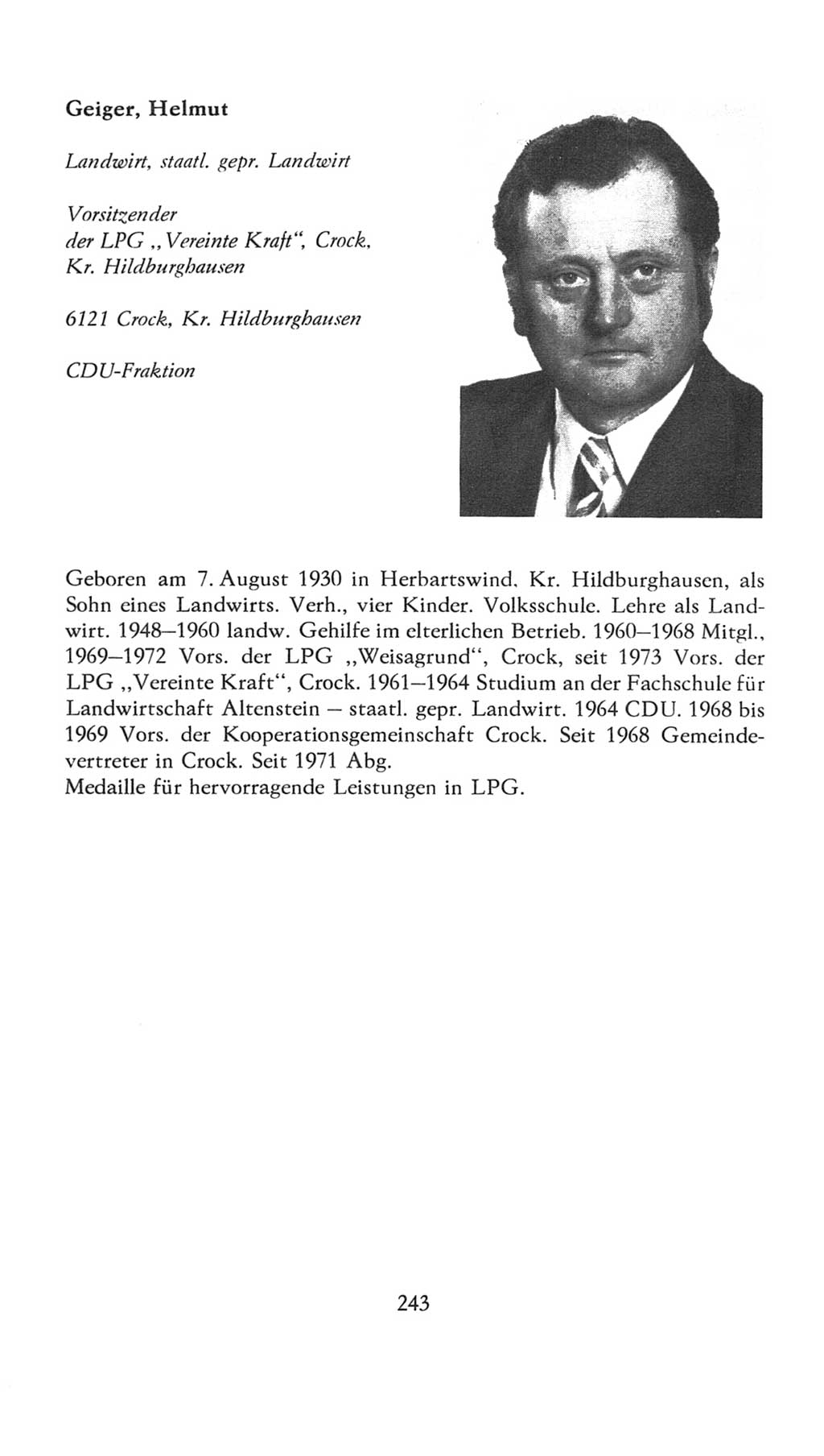 Volkskammer (VK) der Deutschen Demokratischen Republik (DDR), 7. Wahlperiode 1976-1981, Seite 243 (VK. DDR 7. WP. 1976-1981, S. 243)