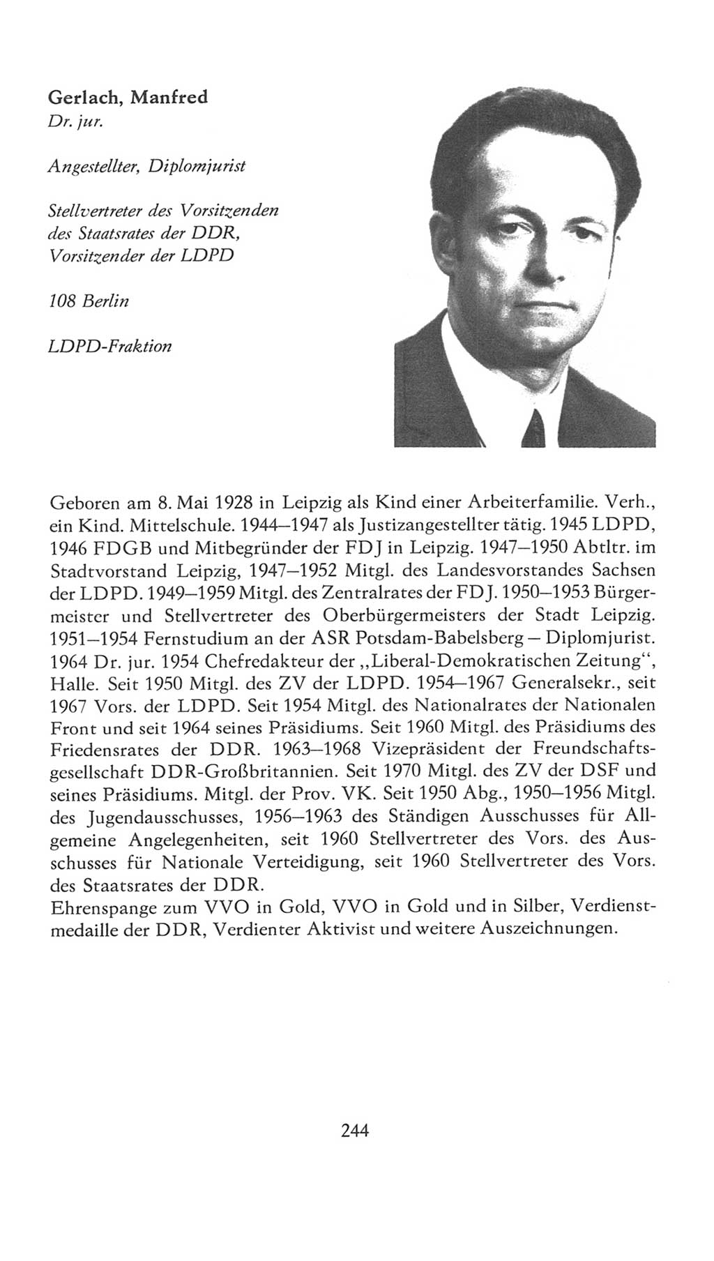Volkskammer (VK) der Deutschen Demokratischen Republik (DDR), 7. Wahlperiode 1976-1981, Seite 244 (VK. DDR 7. WP. 1976-1981, S. 244)