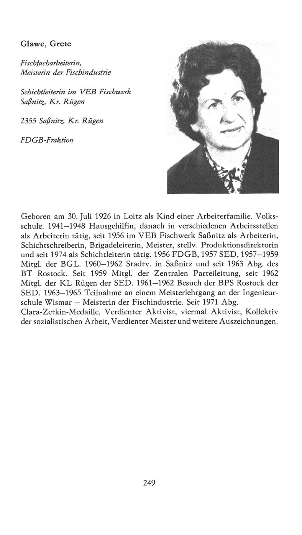 Volkskammer (VK) der Deutschen Demokratischen Republik (DDR), 7. Wahlperiode 1976-1981, Seite 249 (VK. DDR 7. WP. 1976-1981, S. 249)