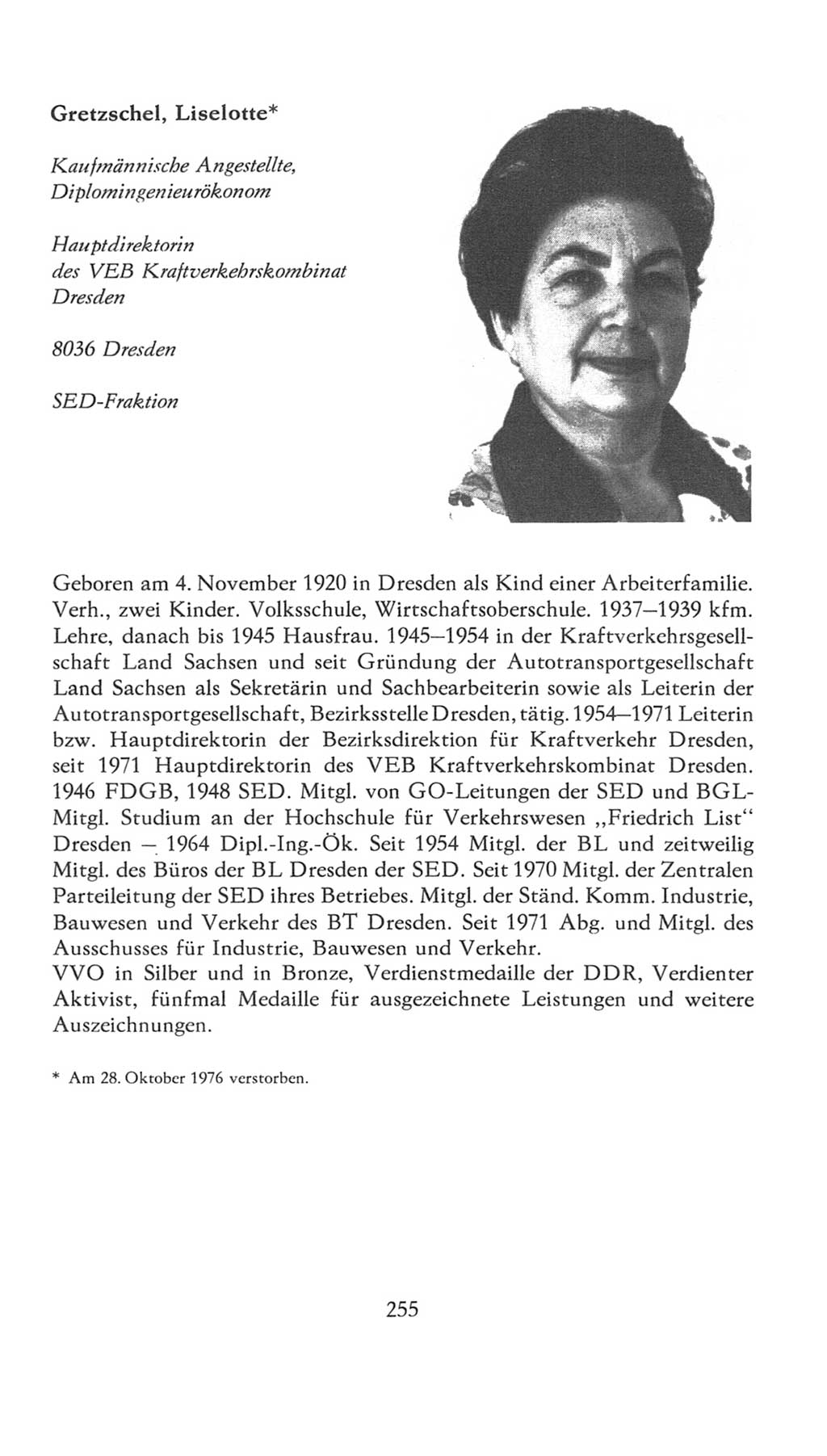 Volkskammer (VK) der Deutschen Demokratischen Republik (DDR), 7. Wahlperiode 1976-1981, Seite 255 (VK. DDR 7. WP. 1976-1981, S. 255)