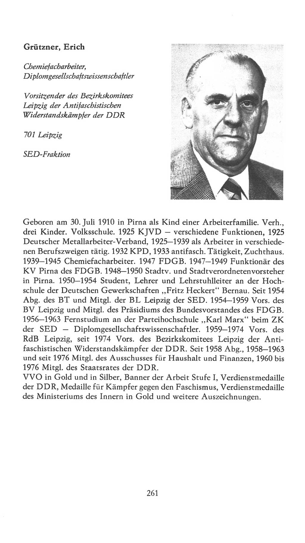 Volkskammer (VK) der Deutschen Demokratischen Republik (DDR), 7. Wahlperiode 1976-1981, Seite 261 (VK. DDR 7. WP. 1976-1981, S. 261)