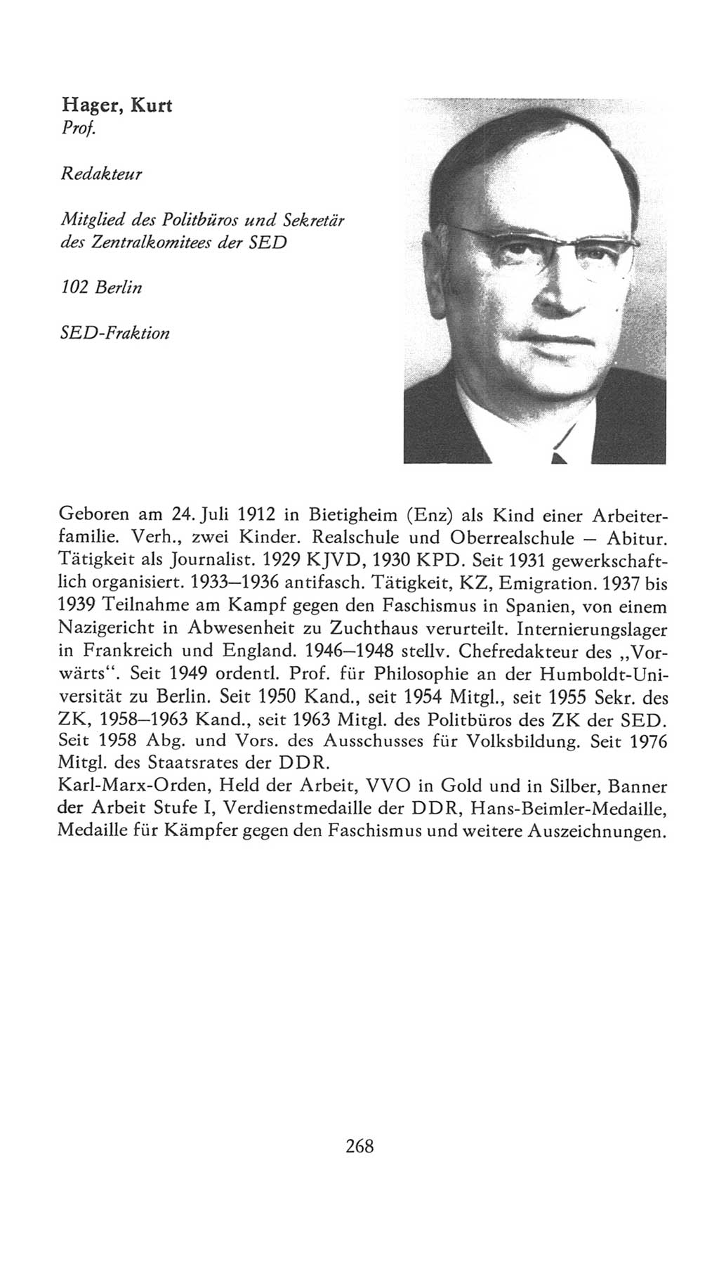 Volkskammer (VK) der Deutschen Demokratischen Republik (DDR), 7. Wahlperiode 1976-1981, Seite 268 (VK. DDR 7. WP. 1976-1981, S. 268)