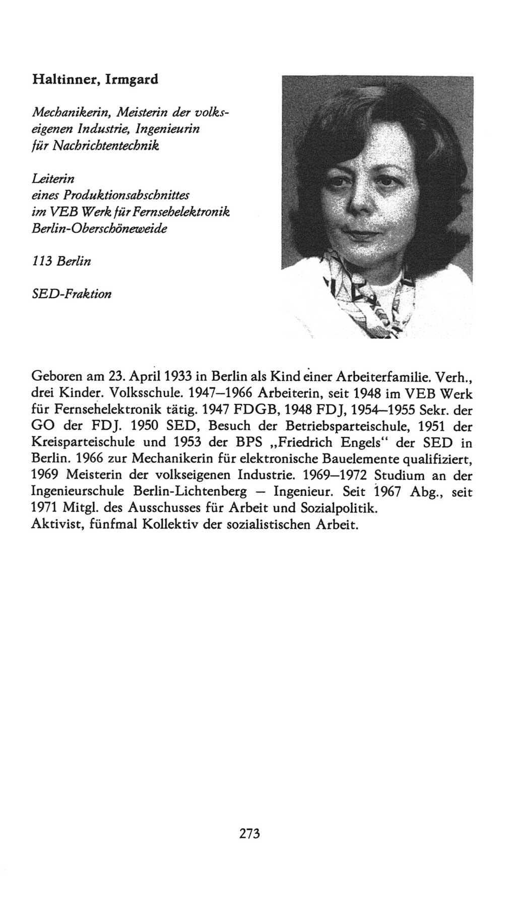 Volkskammer (VK) der Deutschen Demokratischen Republik (DDR), 7. Wahlperiode 1976-1981, Seite 273 (VK. DDR 7. WP. 1976-1981, S. 273)