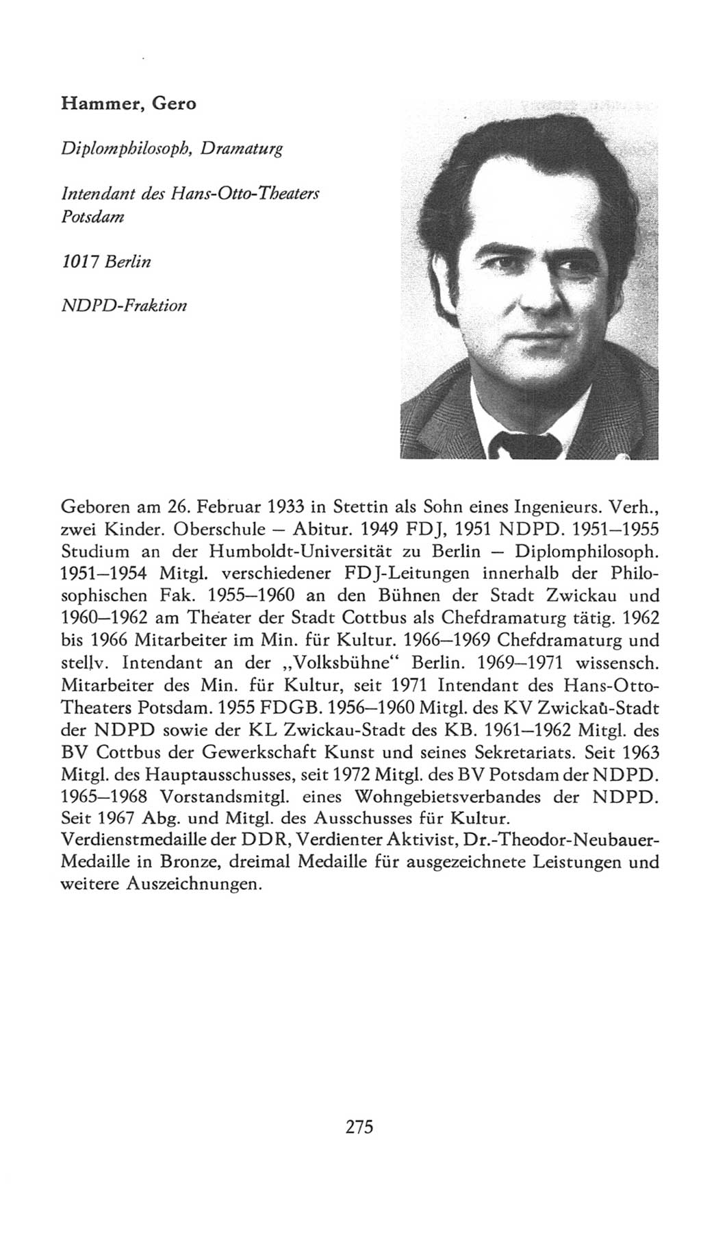 Volkskammer (VK) der Deutschen Demokratischen Republik (DDR), 7. Wahlperiode 1976-1981, Seite 275 (VK. DDR 7. WP. 1976-1981, S. 275)