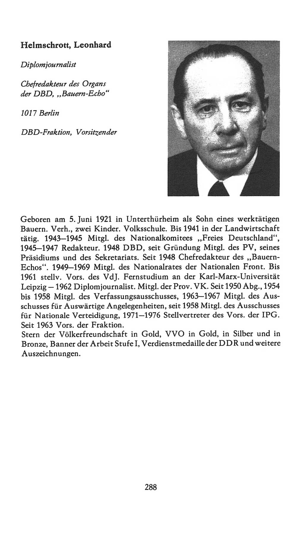 Volkskammer (VK) der Deutschen Demokratischen Republik (DDR), 7. Wahlperiode 1976-1981, Seite 288 (VK. DDR 7. WP. 1976-1981, S. 288)