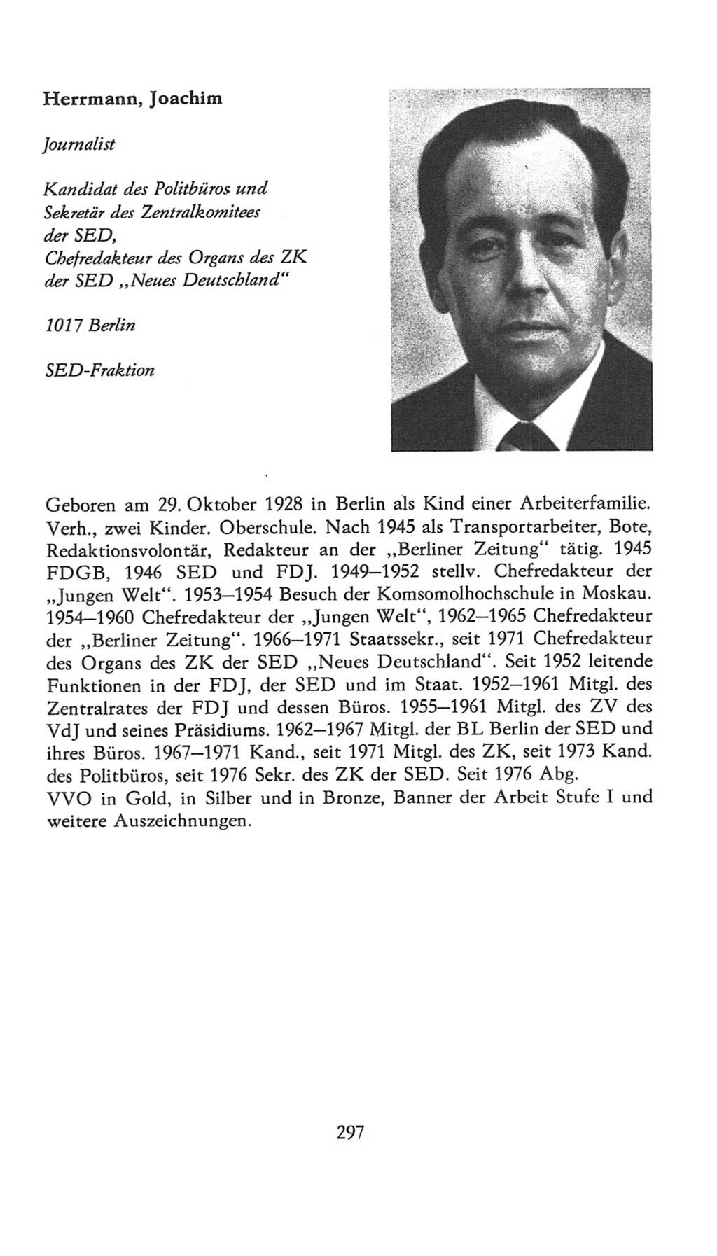 Volkskammer (VK) der Deutschen Demokratischen Republik (DDR), 7. Wahlperiode 1976-1981, Seite 297 (VK. DDR 7. WP. 1976-1981, S. 297)
