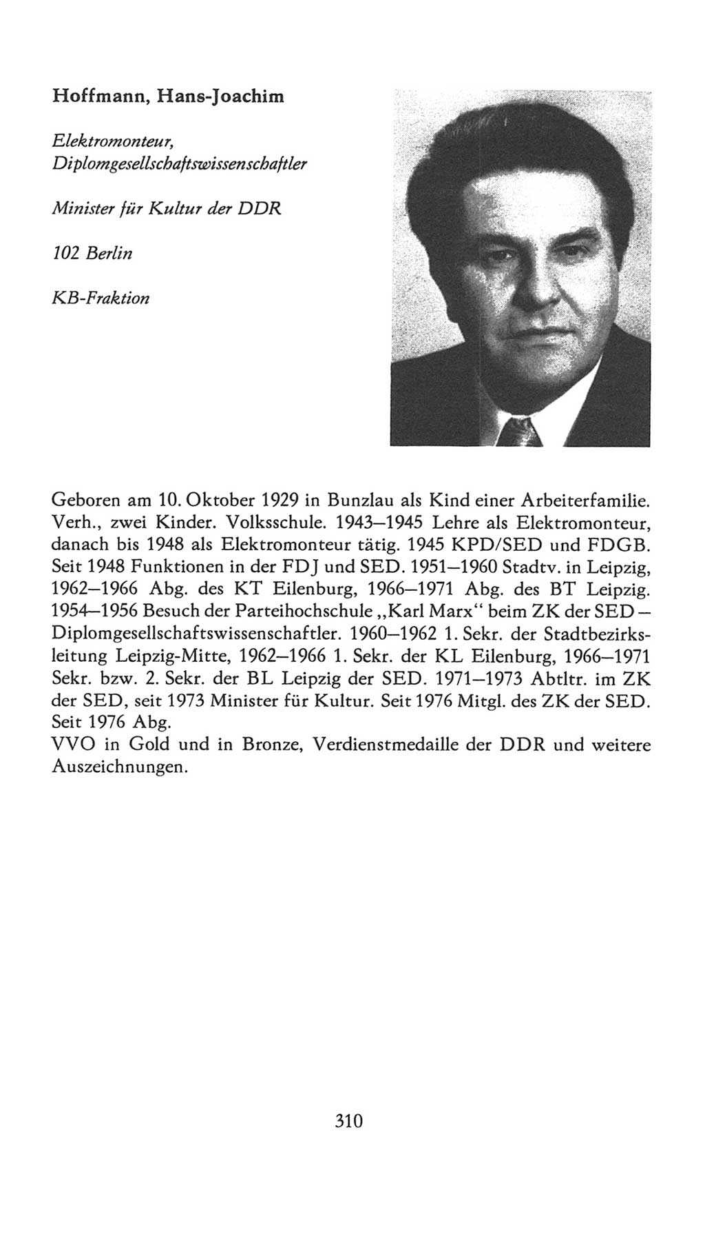 Volkskammer (VK) der Deutschen Demokratischen Republik (DDR), 7. Wahlperiode 1976-1981, Seite 310 (VK. DDR 7. WP. 1976-1981, S. 310)