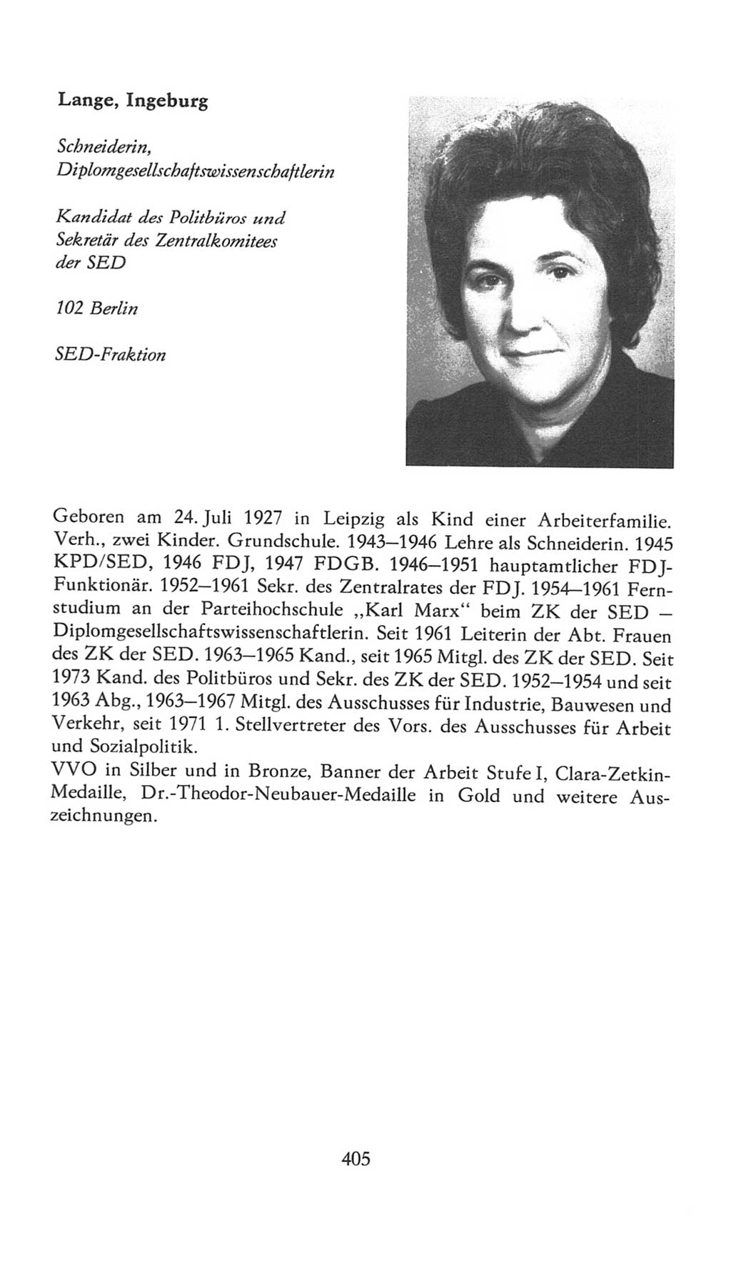 Volkskammer (VK) der Deutschen Demokratischen Republik (DDR), 7. Wahlperiode 1976-1981, Seite 405 (VK. DDR 7. WP. 1976-1981, S. 405)