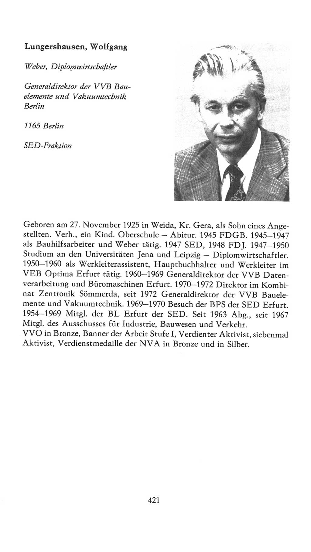 Volkskammer (VK) der Deutschen Demokratischen Republik (DDR), 7. Wahlperiode 1976-1981, Seite 421 (VK. DDR 7. WP. 1976-1981, S. 421)