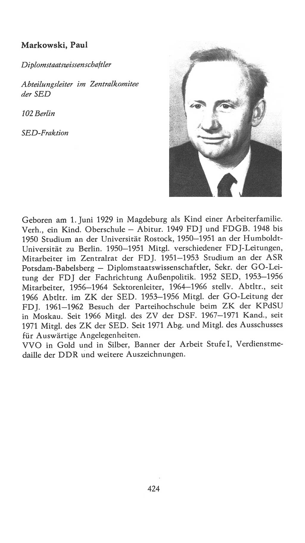 Volkskammer (VK) der Deutschen Demokratischen Republik (DDR), 7. Wahlperiode 1976-1981, Seite 424 (VK. DDR 7. WP. 1976-1981, S. 424)