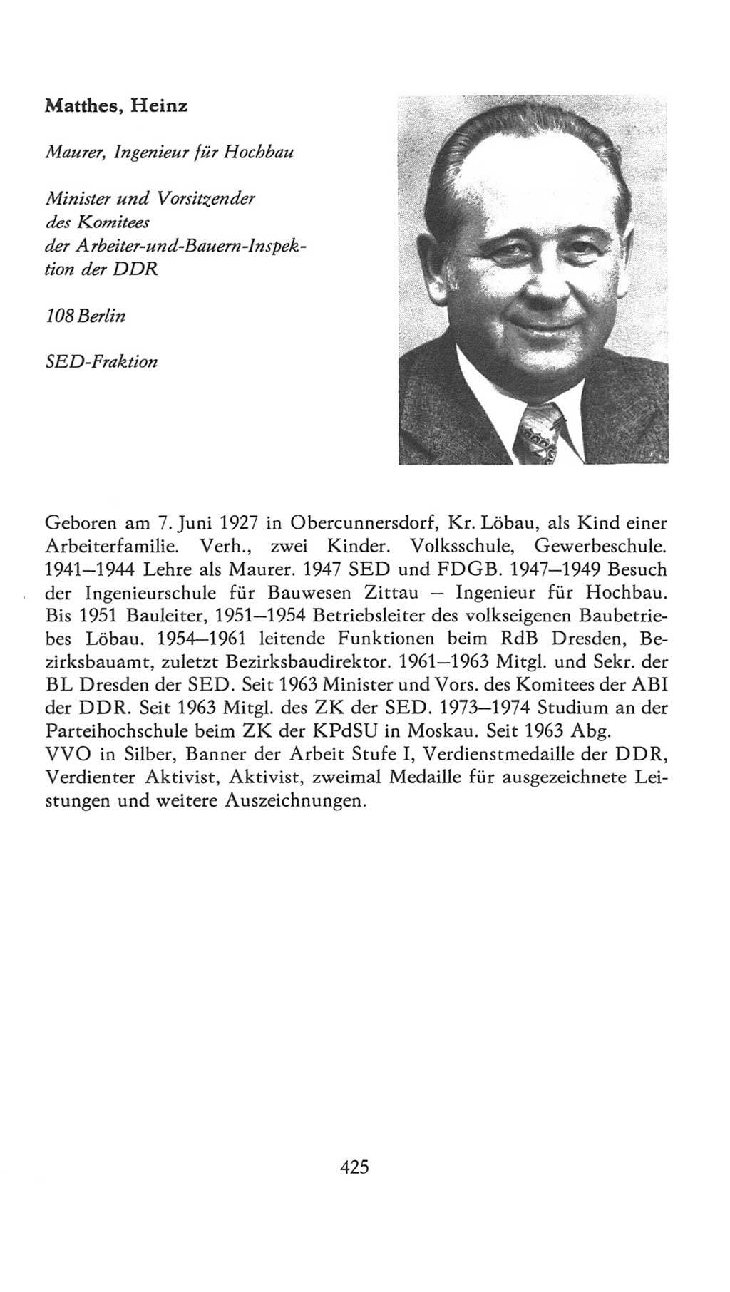 Volkskammer (VK) der Deutschen Demokratischen Republik (DDR), 7. Wahlperiode 1976-1981, Seite 425 (VK. DDR 7. WP. 1976-1981, S. 425)