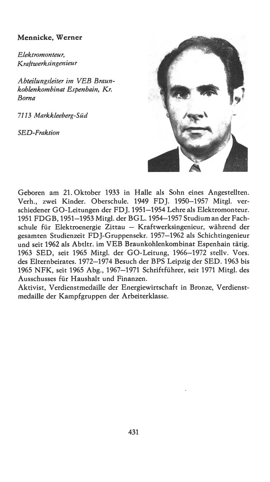 Volkskammer (VK) der Deutschen Demokratischen Republik (DDR), 7. Wahlperiode 1976-1981, Seite 431 (VK. DDR 7. WP. 1976-1981, S. 431)