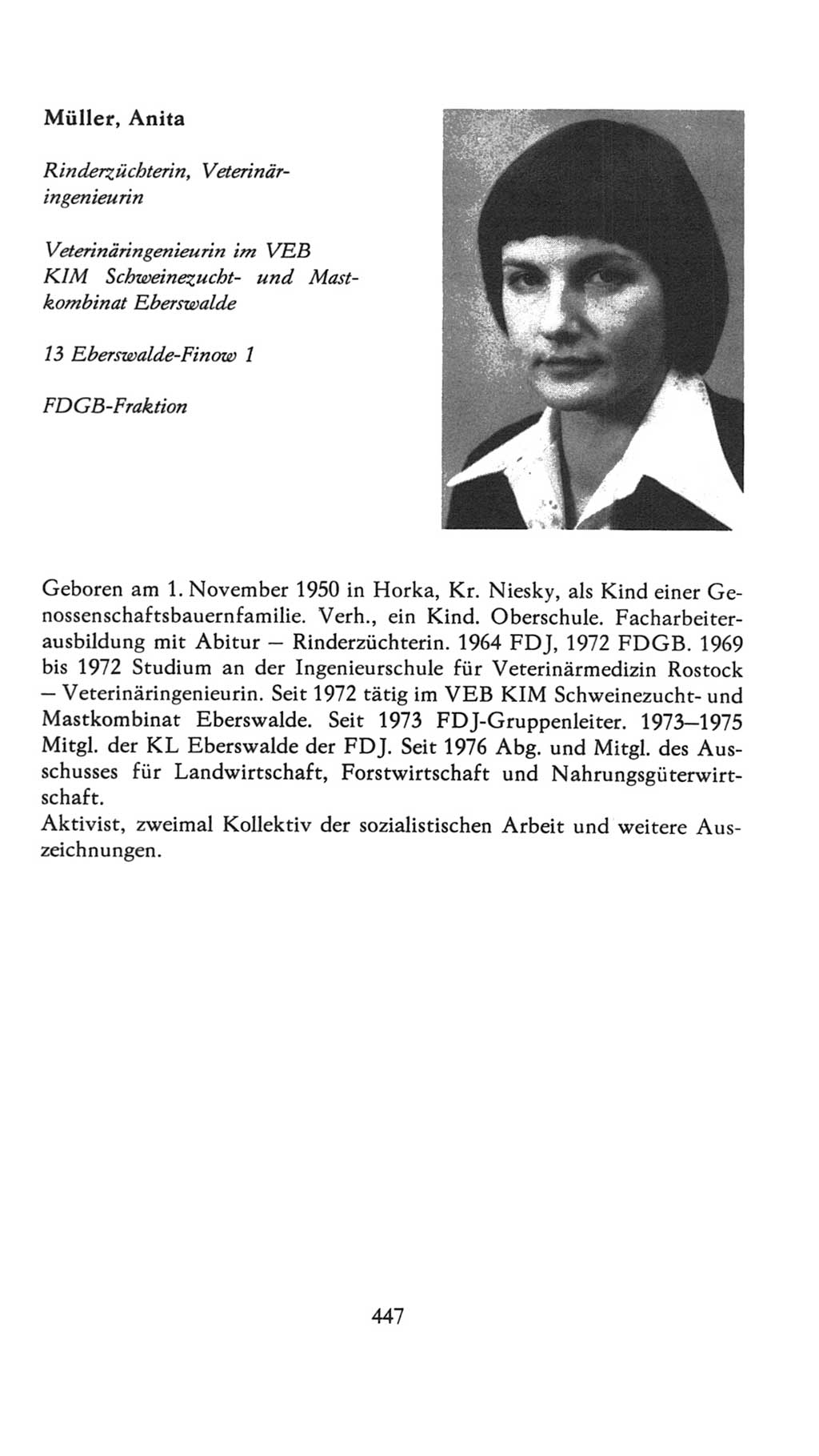 Volkskammer (VK) der Deutschen Demokratischen Republik (DDR), 7. Wahlperiode 1976-1981, Seite 447 (VK. DDR 7. WP. 1976-1981, S. 447)