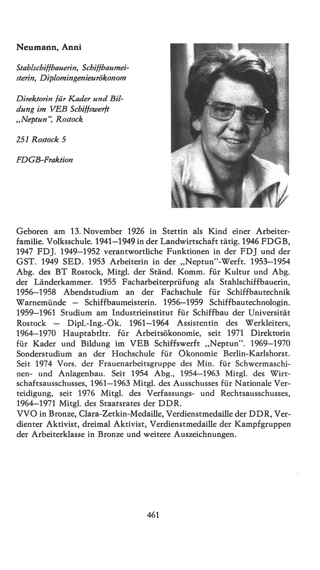 Volkskammer (VK) der Deutschen Demokratischen Republik (DDR), 7. Wahlperiode 1976-1981, Seite 461 (VK. DDR 7. WP. 1976-1981, S. 461)