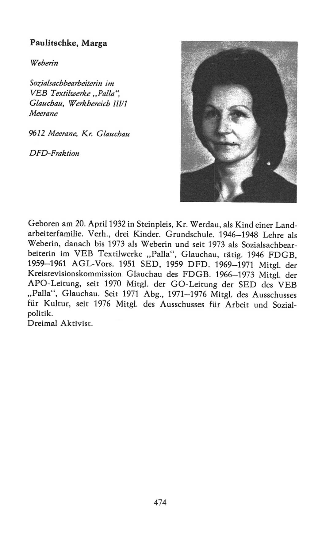 Volkskammer (VK) der Deutschen Demokratischen Republik (DDR), 7. Wahlperiode 1976-1981, Seite 474 (VK. DDR 7. WP. 1976-1981, S. 474)