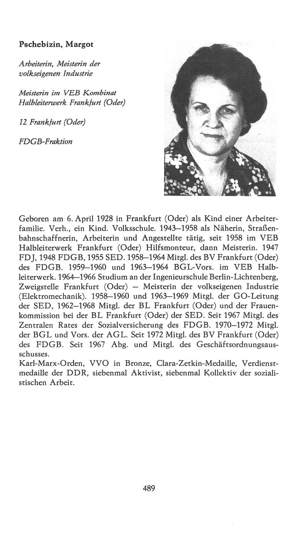 Volkskammer (VK) der Deutschen Demokratischen Republik (DDR), 7. Wahlperiode 1976-1981, Seite 489 (VK. DDR 7. WP. 1976-1981, S. 489)