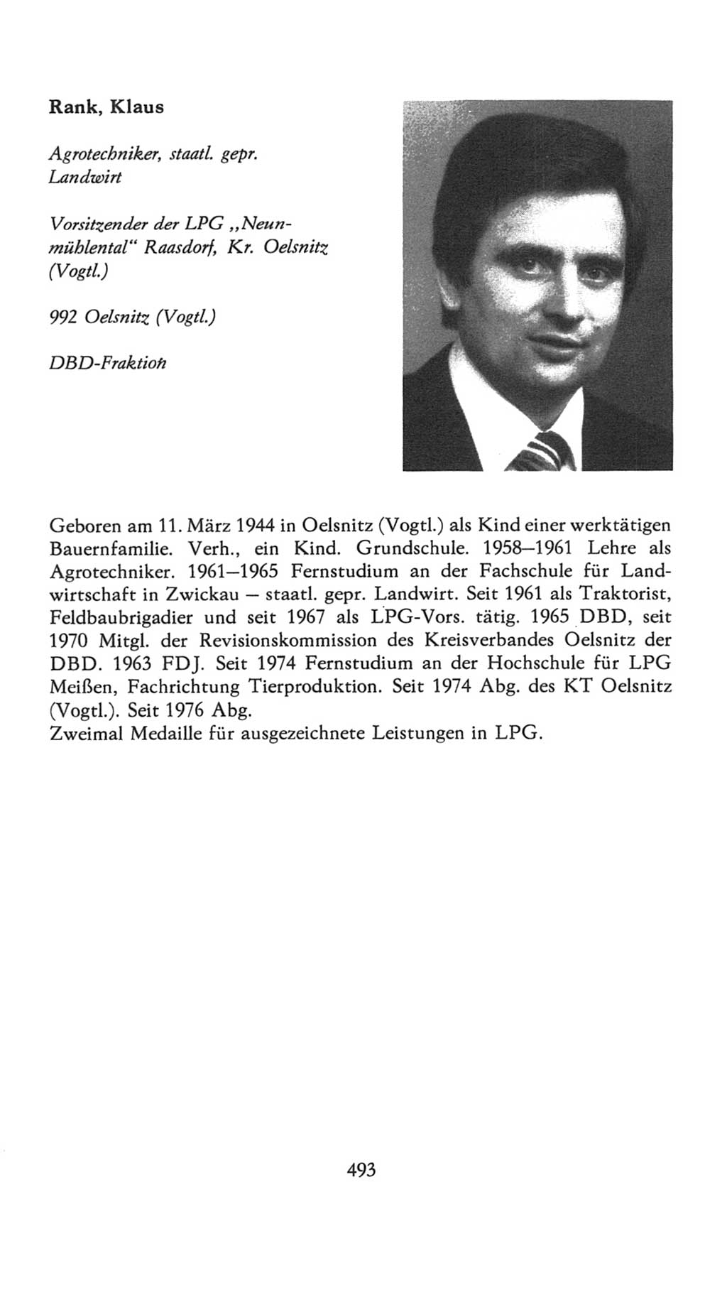 Volkskammer (VK) der Deutschen Demokratischen Republik (DDR), 7. Wahlperiode 1976-1981, Seite 493 (VK. DDR 7. WP. 1976-1981, S. 493)