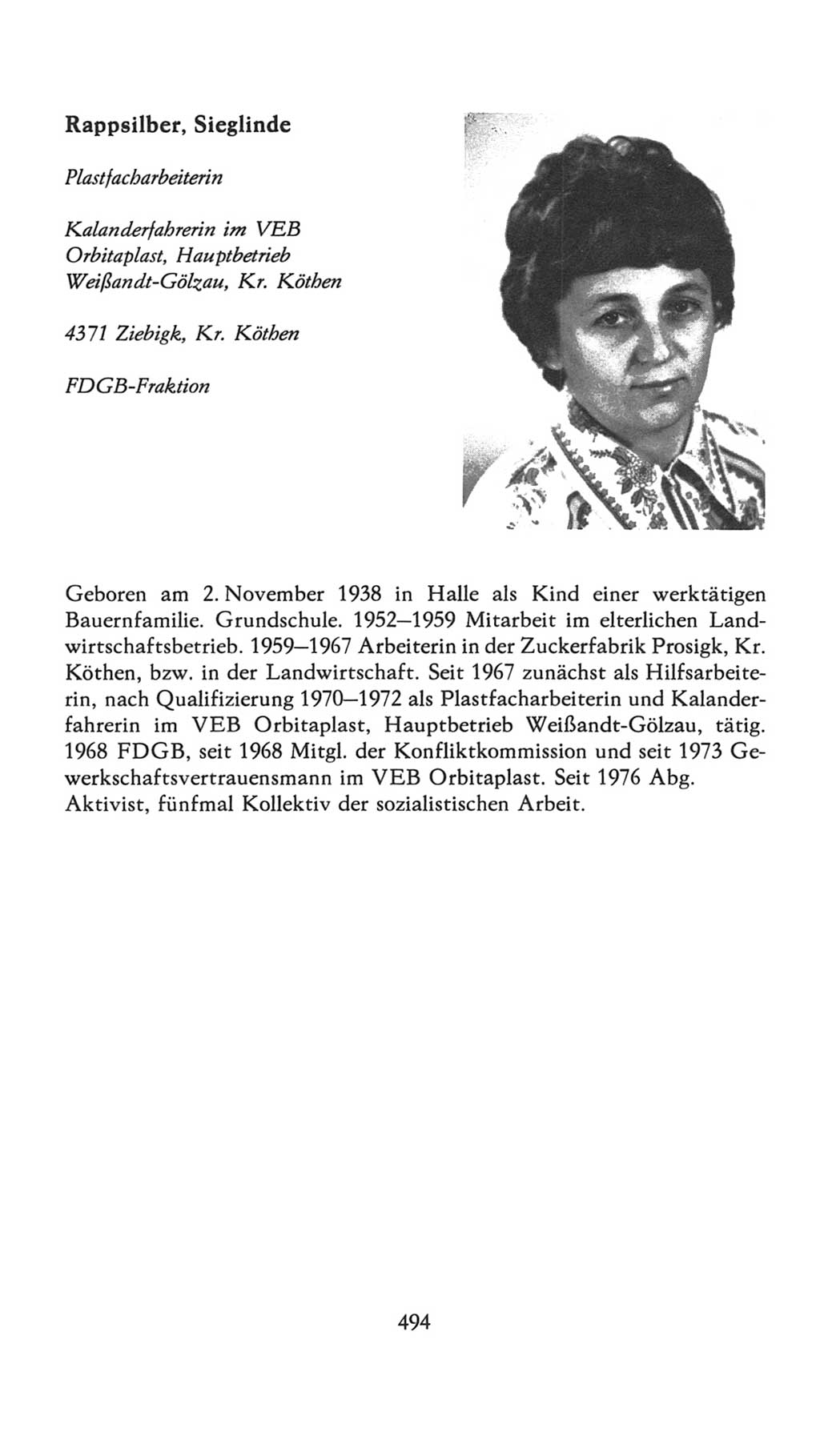Volkskammer (VK) der Deutschen Demokratischen Republik (DDR), 7. Wahlperiode 1976-1981, Seite 494 (VK. DDR 7. WP. 1976-1981, S. 494)