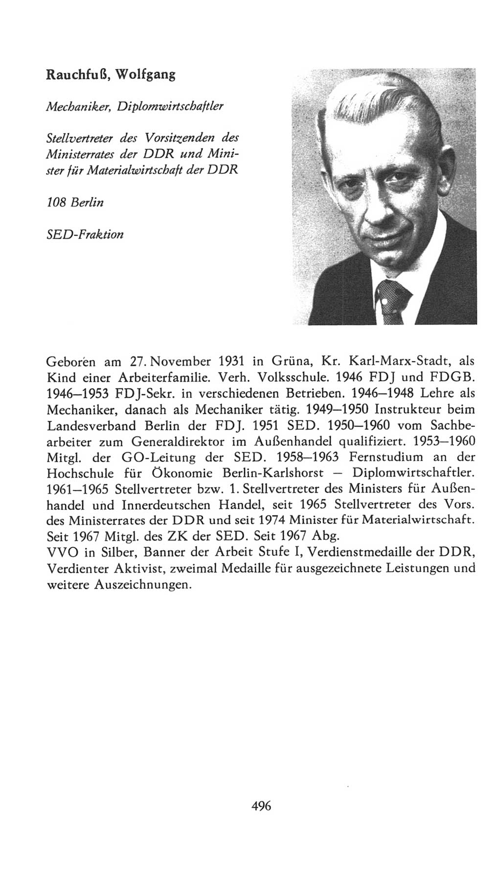 Volkskammer (VK) der Deutschen Demokratischen Republik (DDR), 7. Wahlperiode 1976-1981, Seite 496 (VK. DDR 7. WP. 1976-1981, S. 496)