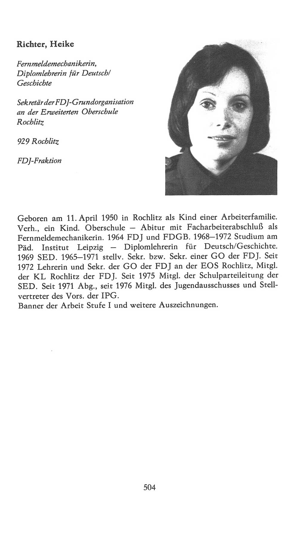 Volkskammer (VK) der Deutschen Demokratischen Republik (DDR), 7. Wahlperiode 1976-1981, Seite 504 (VK. DDR 7. WP. 1976-1981, S. 504)