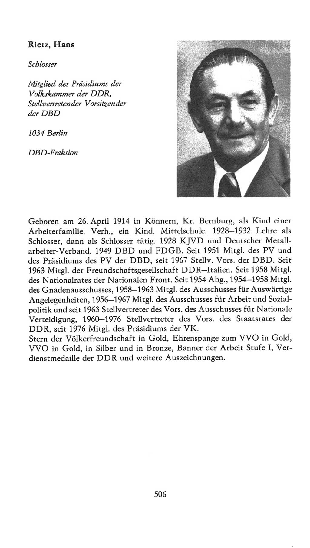 Volkskammer (VK) der Deutschen Demokratischen Republik (DDR), 7. Wahlperiode 1976-1981, Seite 506 (VK. DDR 7. WP. 1976-1981, S. 506)