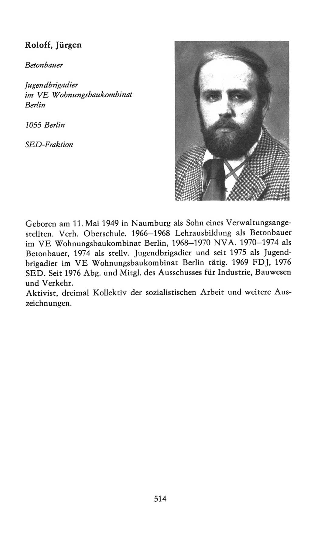 Volkskammer (VK) der Deutschen Demokratischen Republik (DDR), 7. Wahlperiode 1976-1981, Seite 514 (VK. DDR 7. WP. 1976-1981, S. 514)