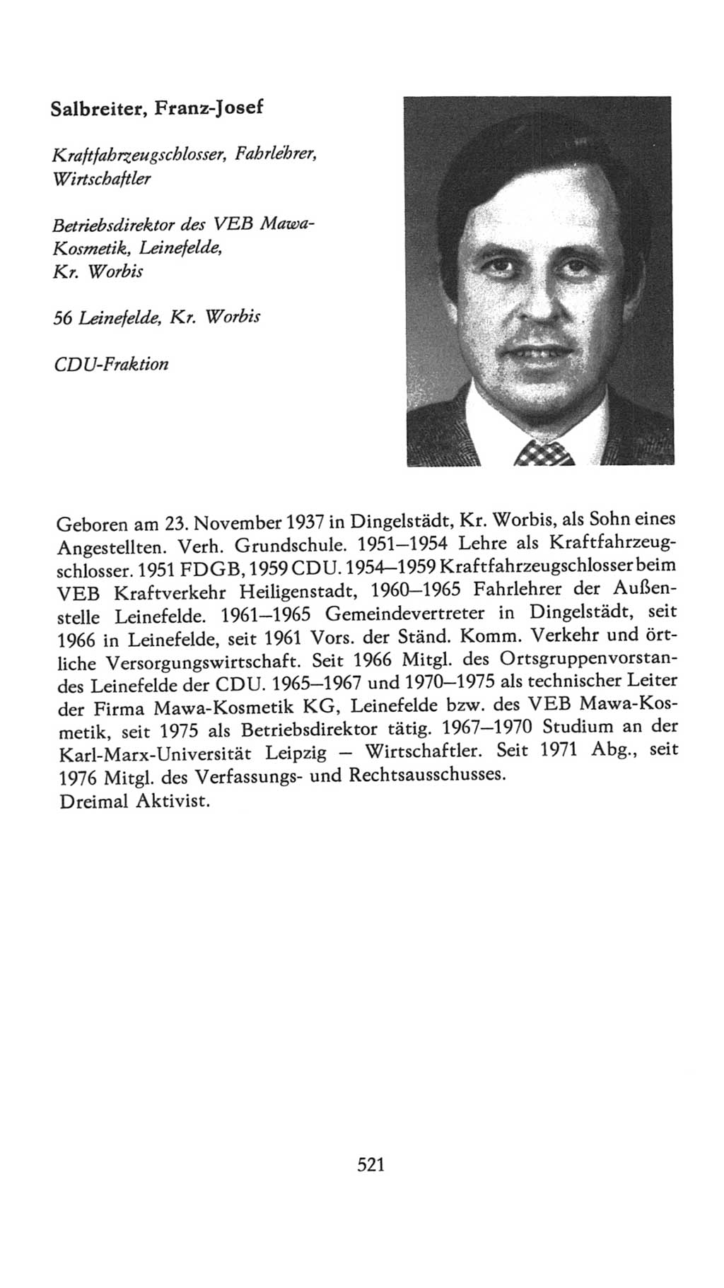 Volkskammer (VK) der Deutschen Demokratischen Republik (DDR), 7. Wahlperiode 1976-1981, Seite 521 (VK. DDR 7. WP. 1976-1981, S. 521)