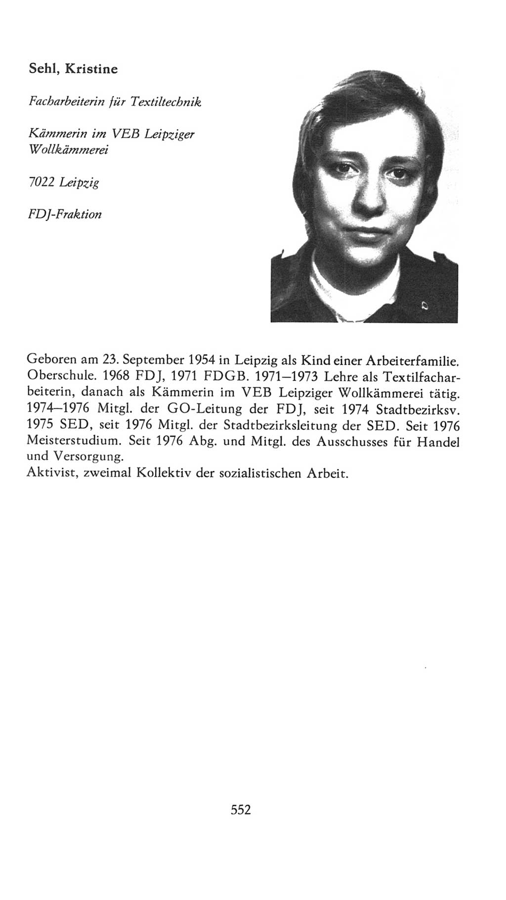 Volkskammer (VK) der Deutschen Demokratischen Republik (DDR), 7. Wahlperiode 1976-1981, Seite 552 (VK. DDR 7. WP. 1976-1981, S. 552)