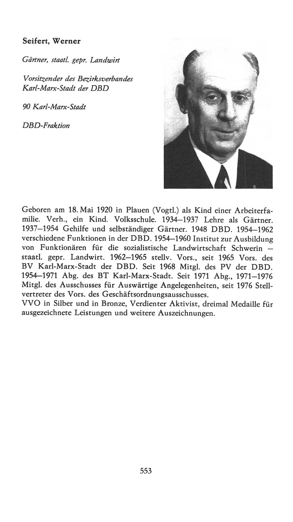 Volkskammer (VK) der Deutschen Demokratischen Republik (DDR), 7. Wahlperiode 1976-1981, Seite 553 (VK. DDR 7. WP. 1976-1981, S. 553)