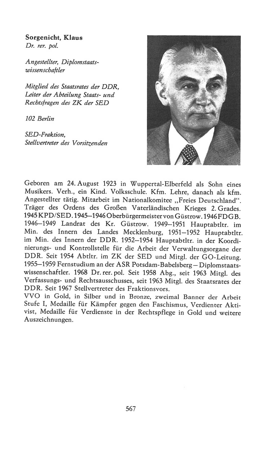 Volkskammer (VK) der Deutschen Demokratischen Republik (DDR), 7. Wahlperiode 1976-1981, Seite 567 (VK. DDR 7. WP. 1976-1981, S. 567)