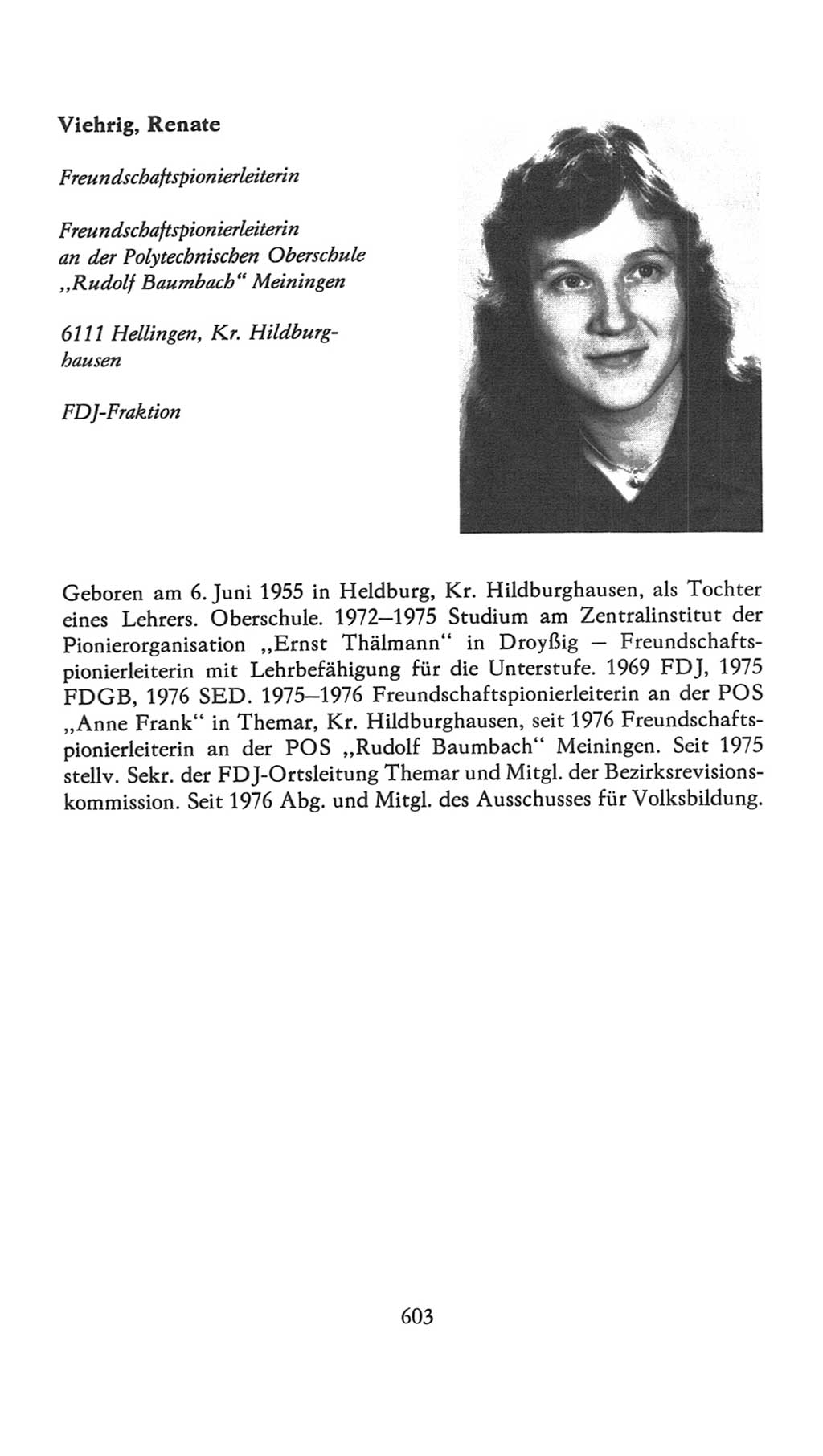 Volkskammer (VK) der Deutschen Demokratischen Republik (DDR), 7. Wahlperiode 1976-1981, Seite 603 (VK. DDR 7. WP. 1976-1981, S. 603)