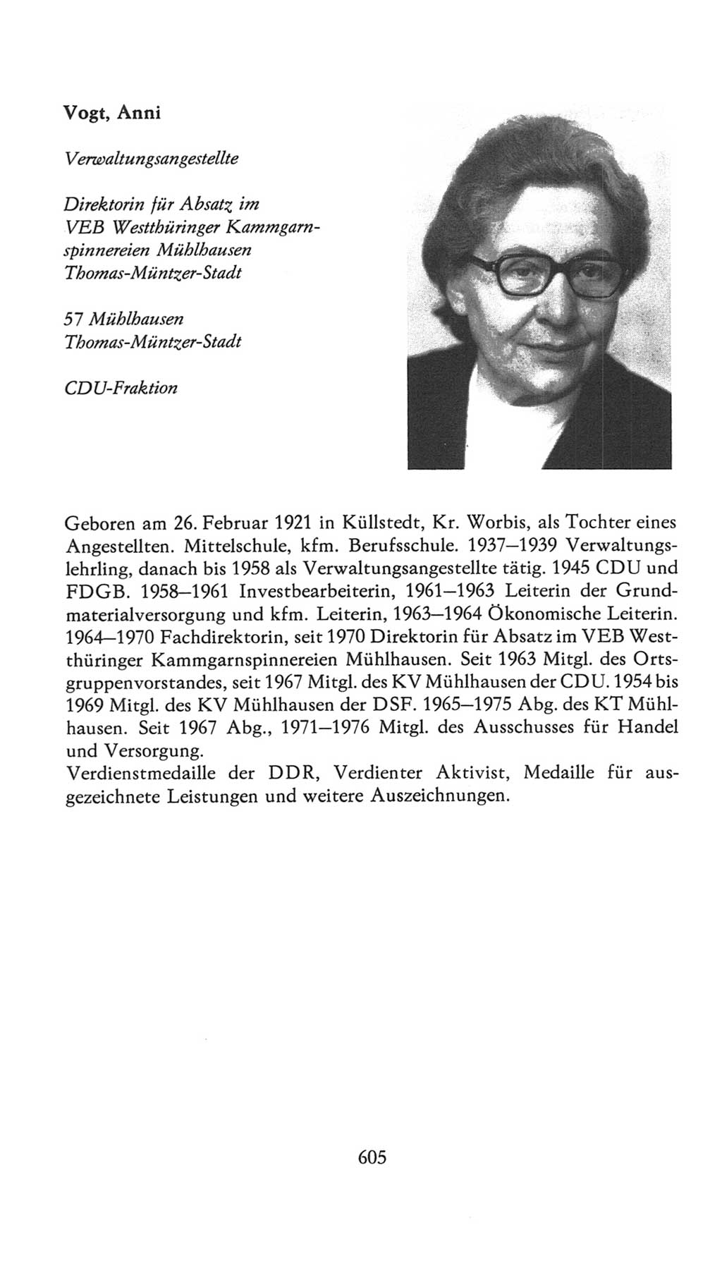 Volkskammer (VK) der Deutschen Demokratischen Republik (DDR), 7. Wahlperiode 1976-1981, Seite 605 (VK. DDR 7. WP. 1976-1981, S. 605)