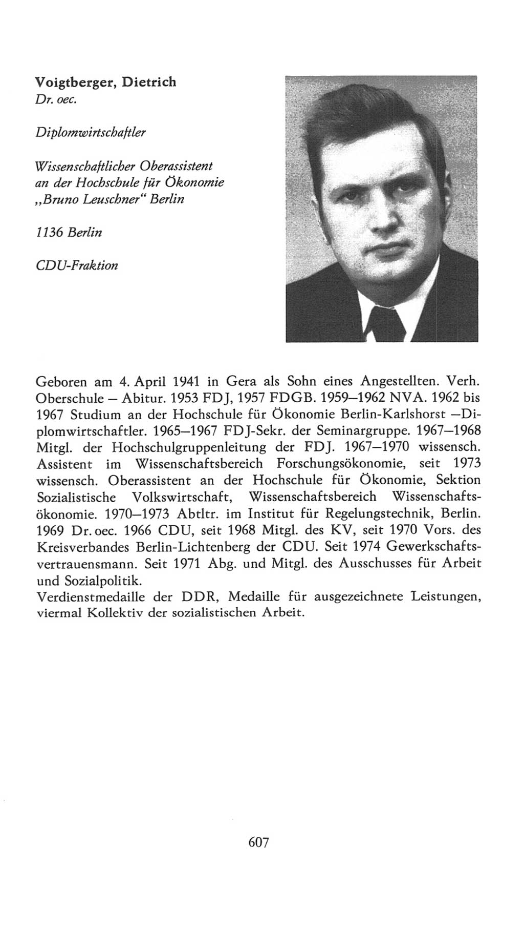 Volkskammer (VK) der Deutschen Demokratischen Republik (DDR), 7. Wahlperiode 1976-1981, Seite 607 (VK. DDR 7. WP. 1976-1981, S. 607)