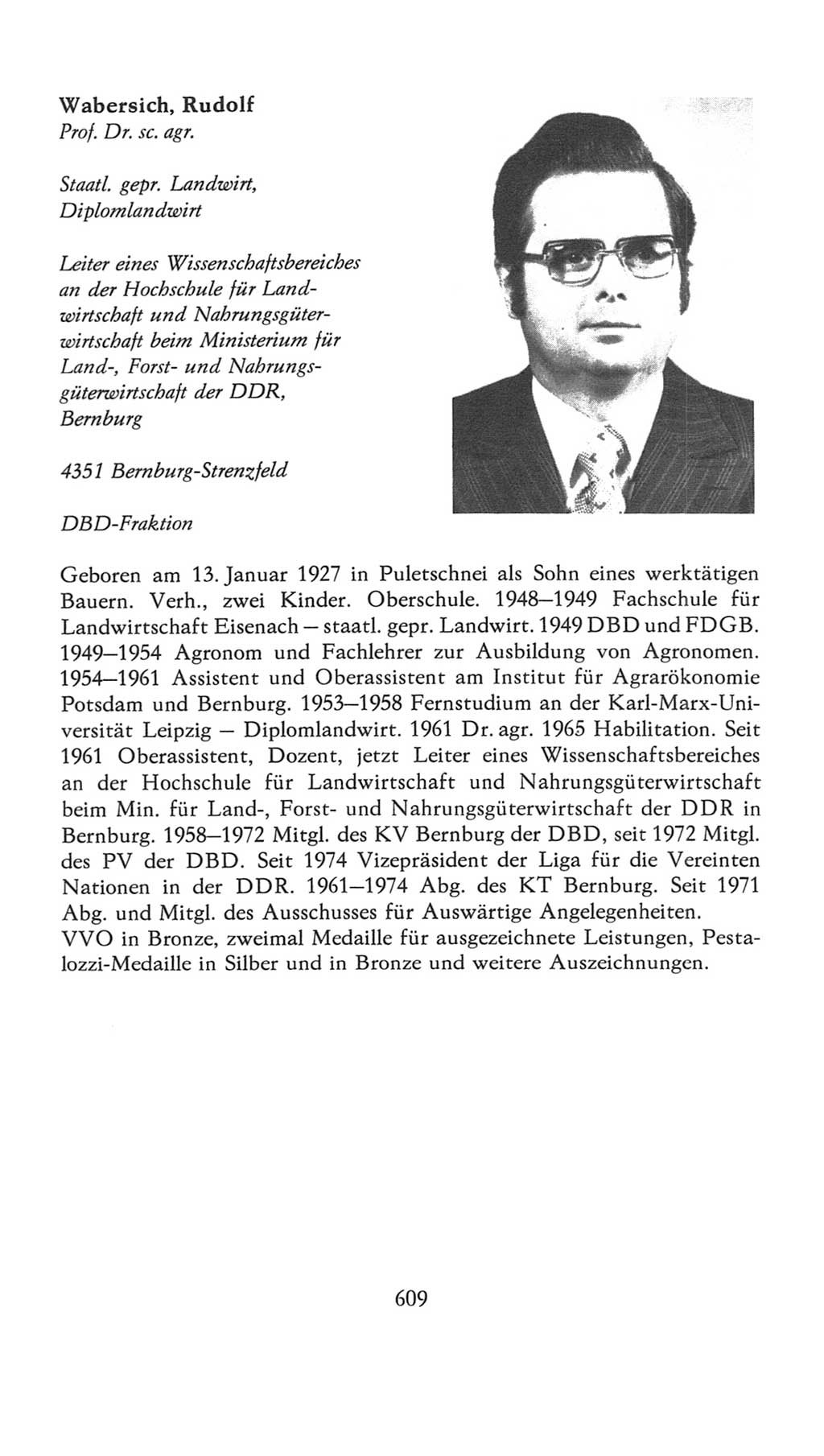 Volkskammer (VK) der Deutschen Demokratischen Republik (DDR), 7. Wahlperiode 1976-1981, Seite 609 (VK. DDR 7. WP. 1976-1981, S. 609)