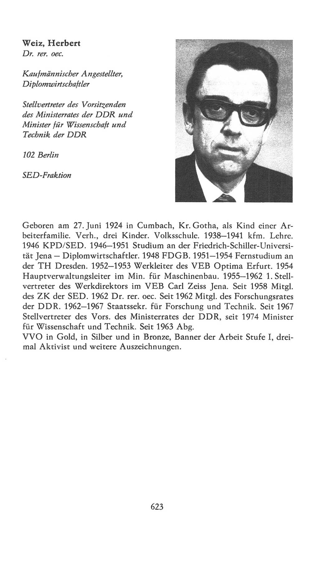 Volkskammer (VK) der Deutschen Demokratischen Republik (DDR), 7. Wahlperiode 1976-1981, Seite 623 (VK. DDR 7. WP. 1976-1981, S. 623)