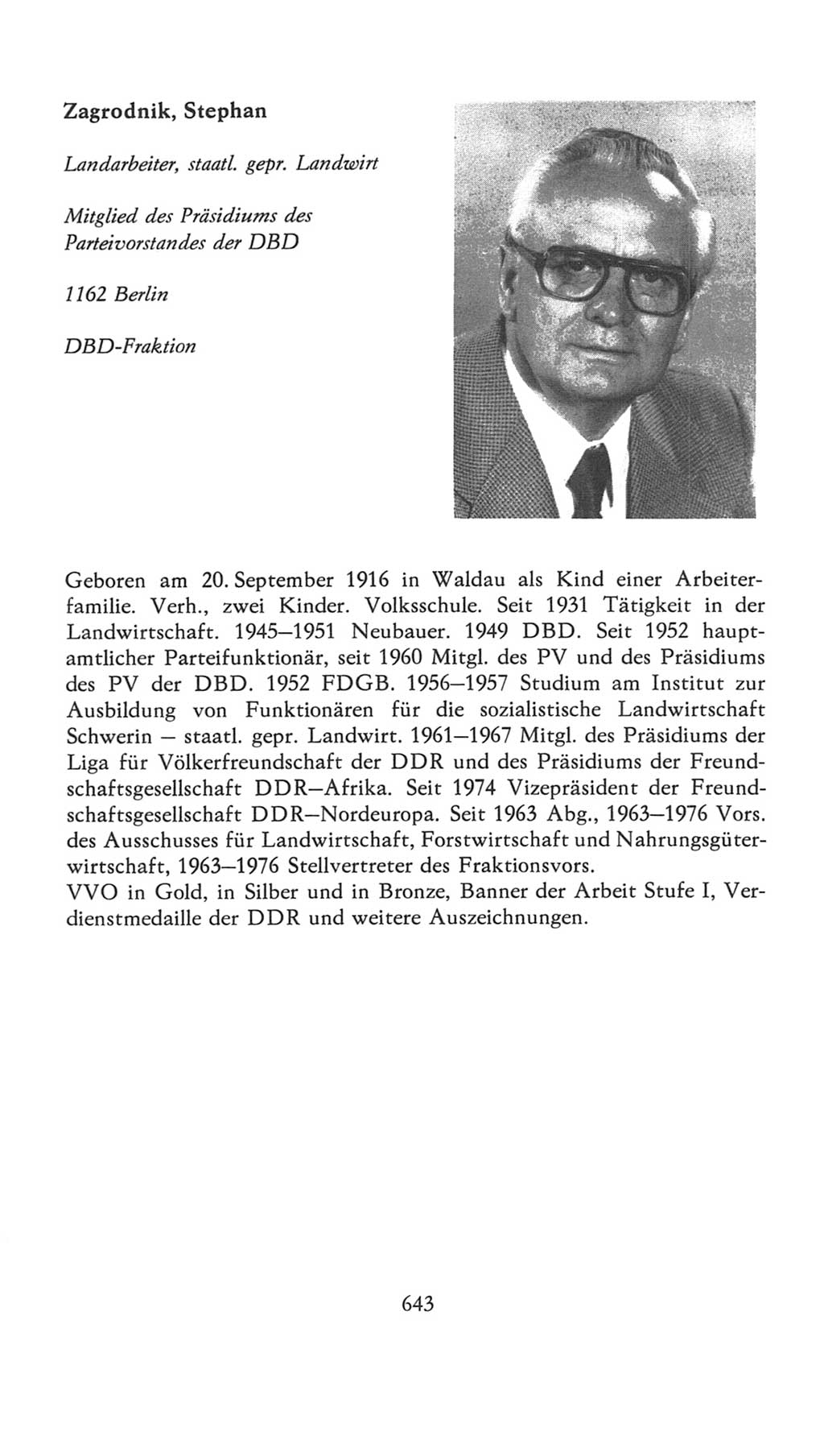Volkskammer (VK) der Deutschen Demokratischen Republik (DDR), 7. Wahlperiode 1976-1981, Seite 643 (VK. DDR 7. WP. 1976-1981, S. 643)